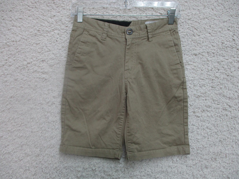 Volcom Shorts 26 Mens Beige Chino Pockets Casual Logo Outdoors Skateboard Logo