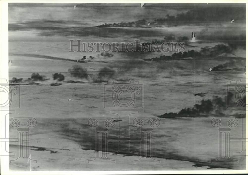 1991 Press Photo Kuwait oil wells burning - set by Saddam Hussein's army