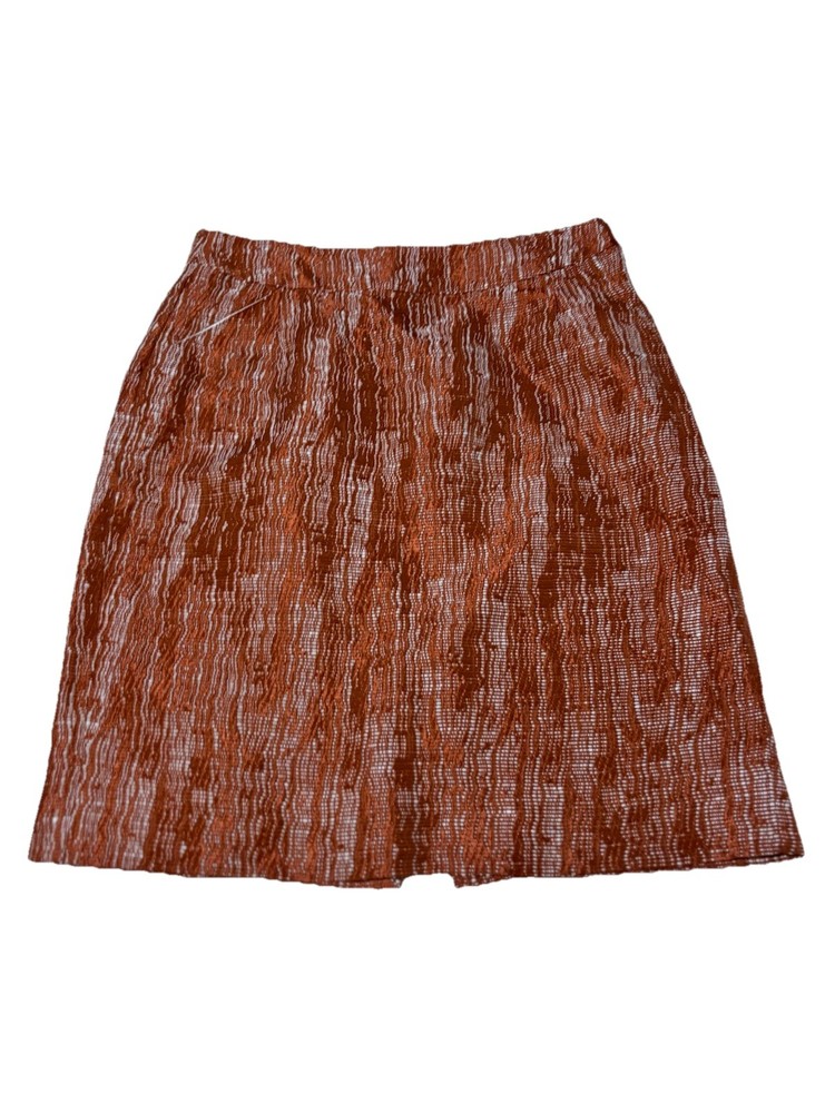 J.Crew Textured Mini Skirt Women's 12 Orange White Cotton Blend Lined