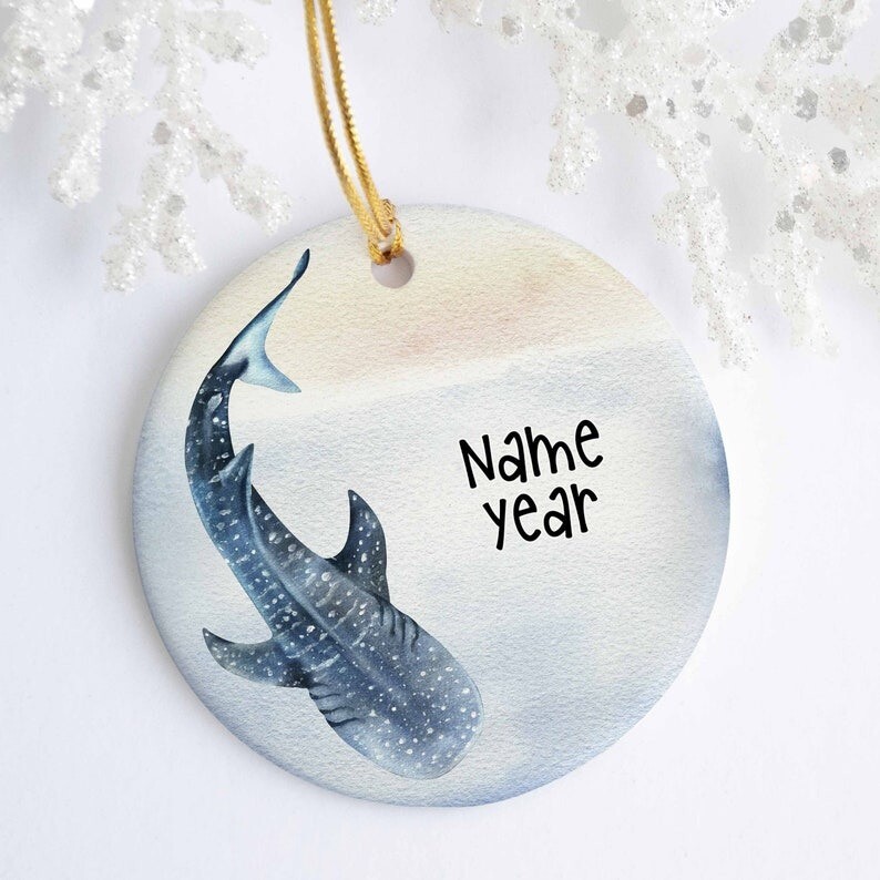 Shark Personalized Ornament - Ceramic - Porcelain - Holiday Ornament - Christ...