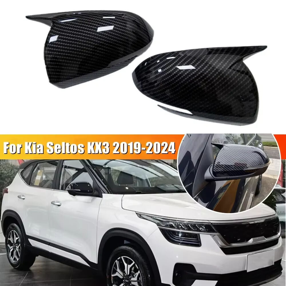 For Kia Seltos KX3 2019-2024 2x Rearview Side Mirror Cover Wing Cap Trim Add on