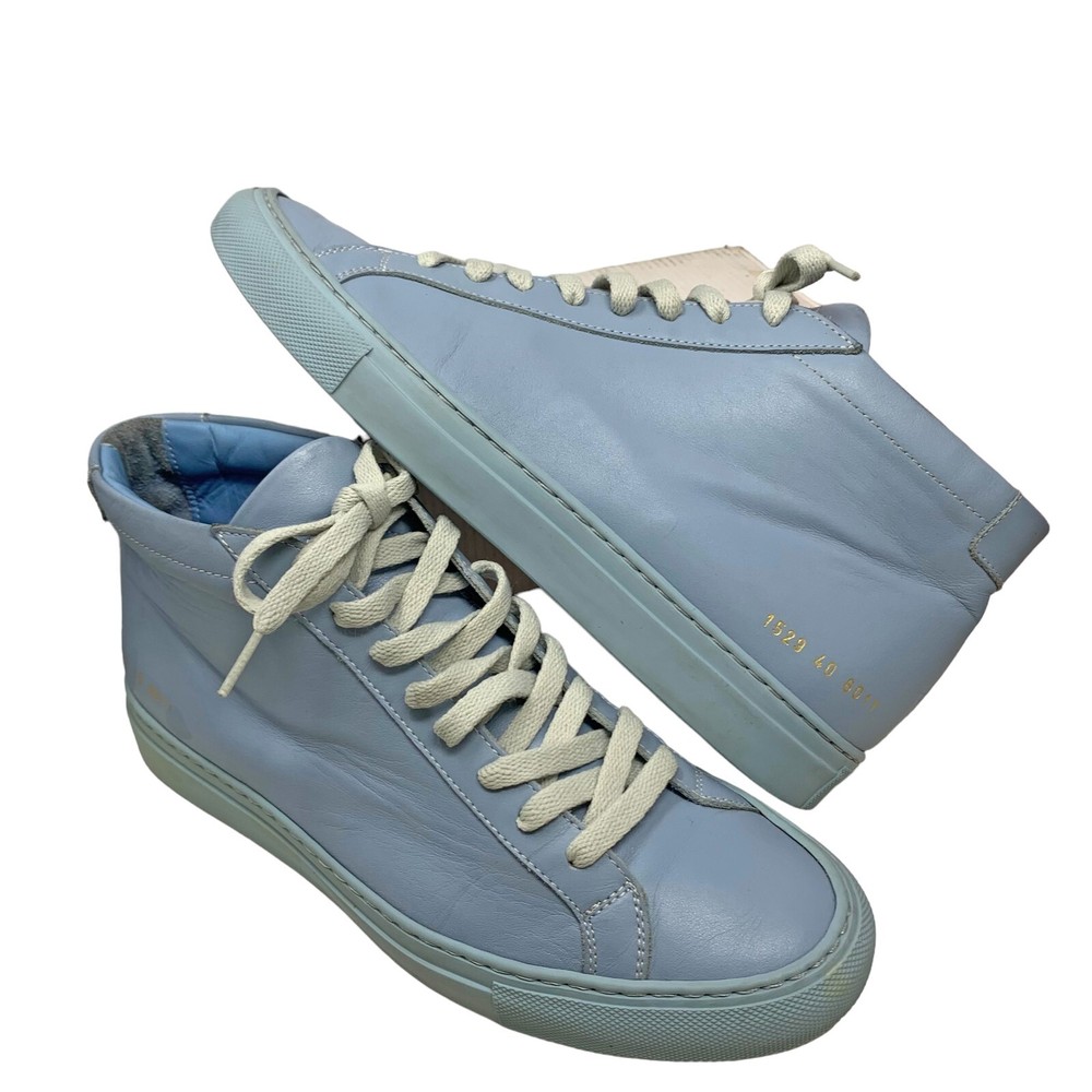 Common Projects Achilles Mid Top Blue Leather Sneakers US 7 IT 40  -image