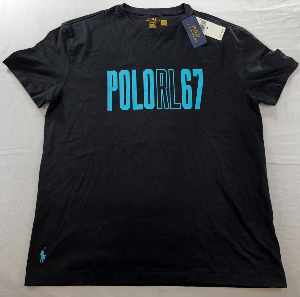 Polo Ralph Lauren Mens Medium Black Polo RL 67 Graphic T-Shirt NEW NWT