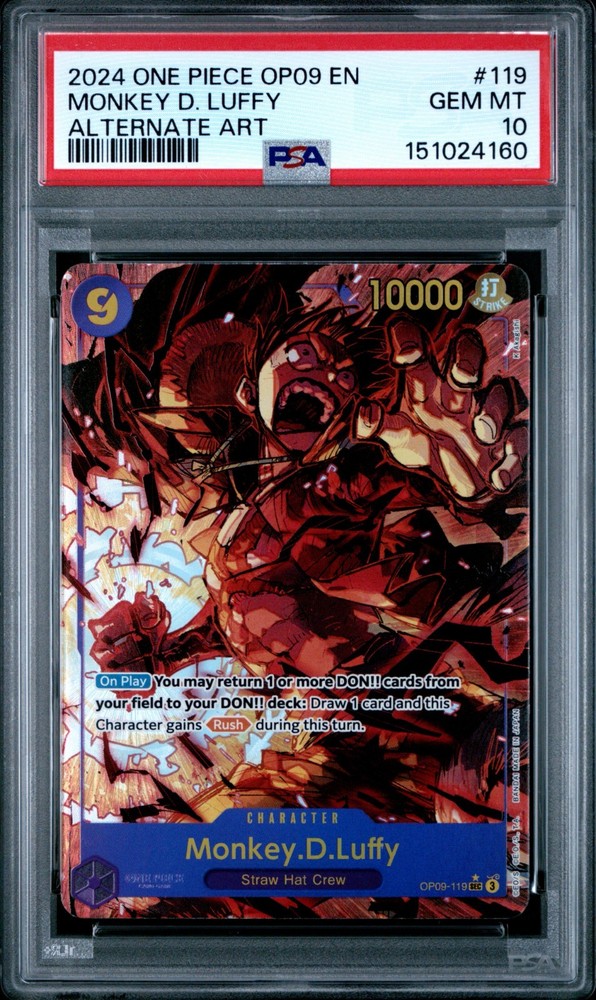 One Piece Monkey D. Luffy 2024 Op09-Emp In The New Wrld #119 Alt Art Psa 10RCH IS ACCEPTING CONSIGNMENTS! UP TO 95% PAYOUTS!