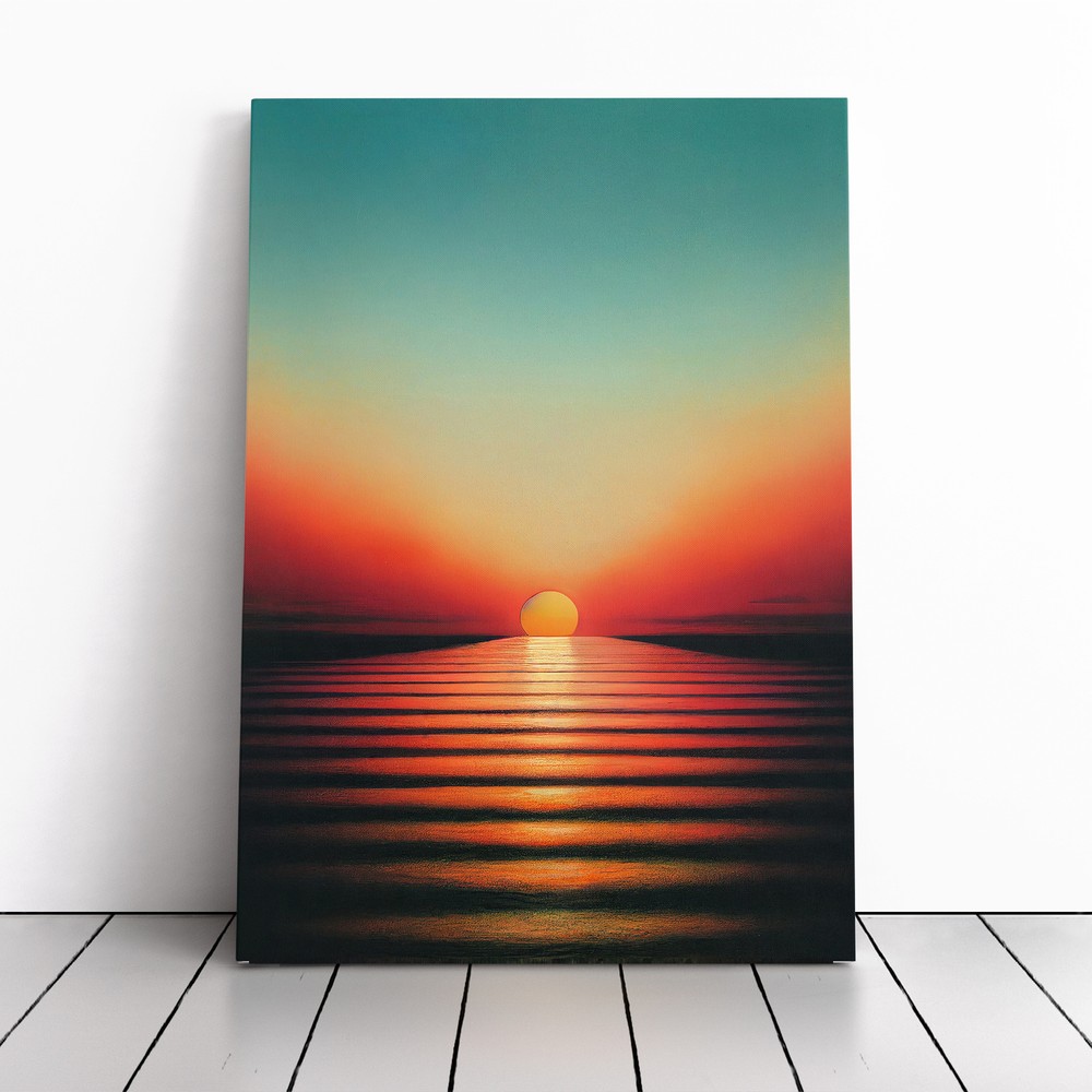 Resplendent Abstract Ocean Sunset Canvas Wall Art Print Framed Picture Decor