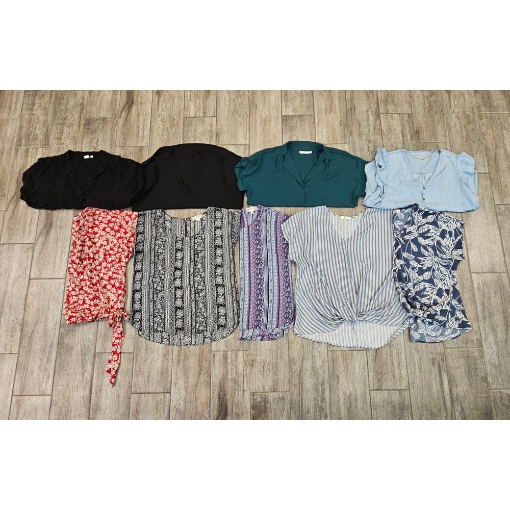 Womens Short Sleeve Business Casual Tops Lot of 9 Womens Size XL Floral Boho