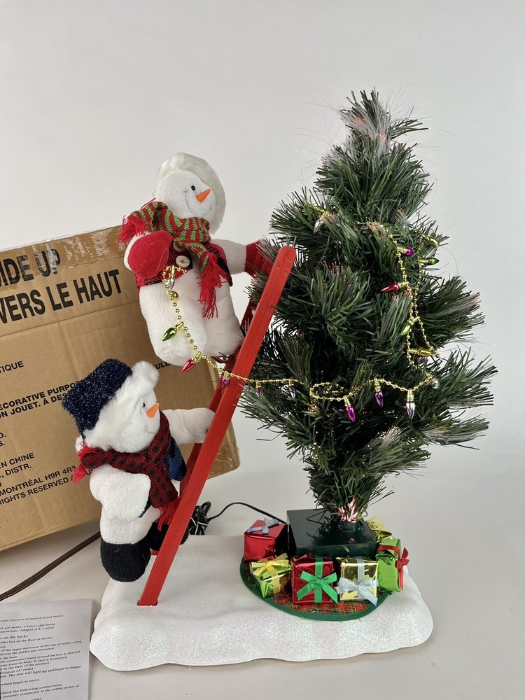 Avon 2004 Fiber Optic Trim a Tree Animated Snowman Light Up Christmas Ladder