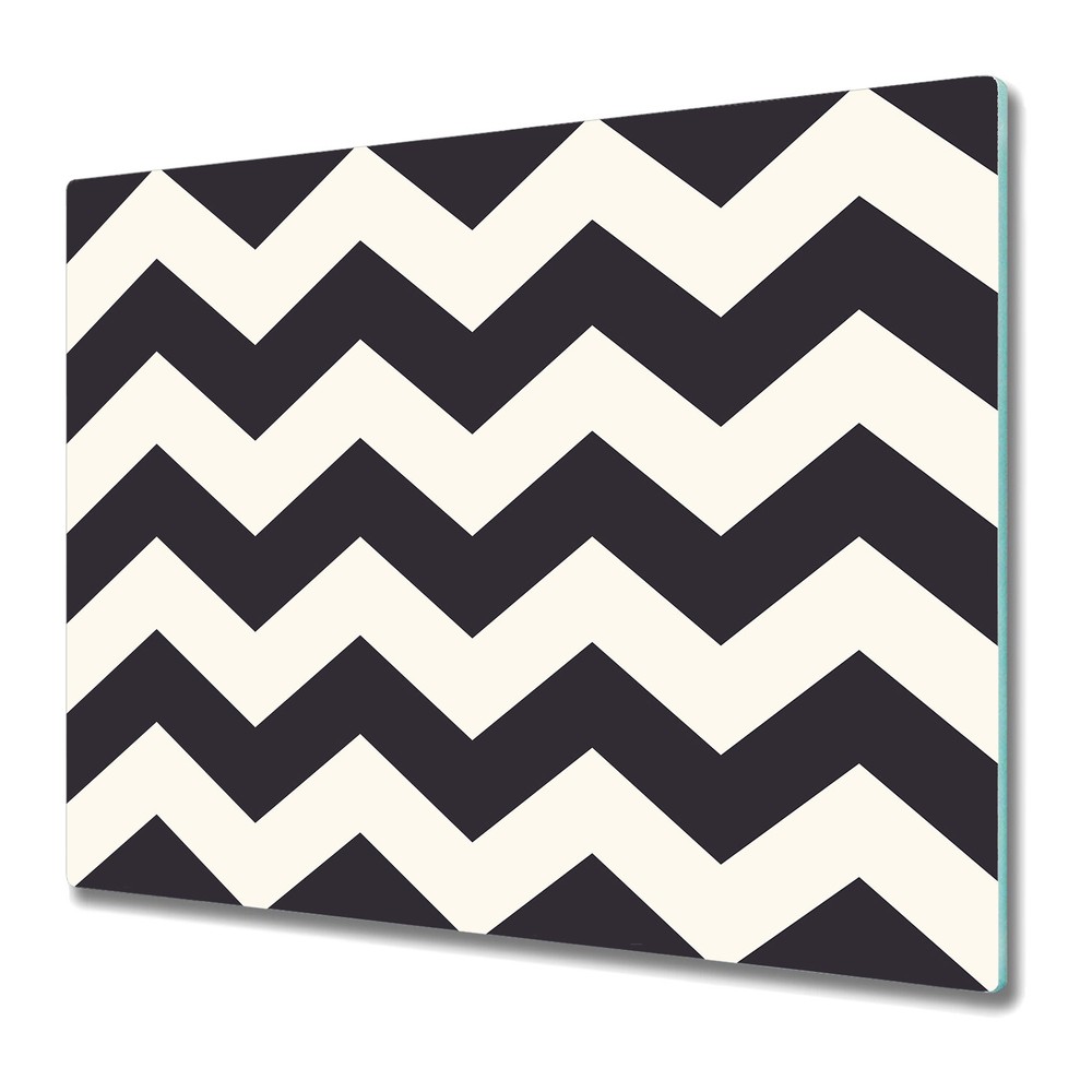 Glass Chopping Cutting Board Geometric Zig Zags Simple Minimalistic 60x52