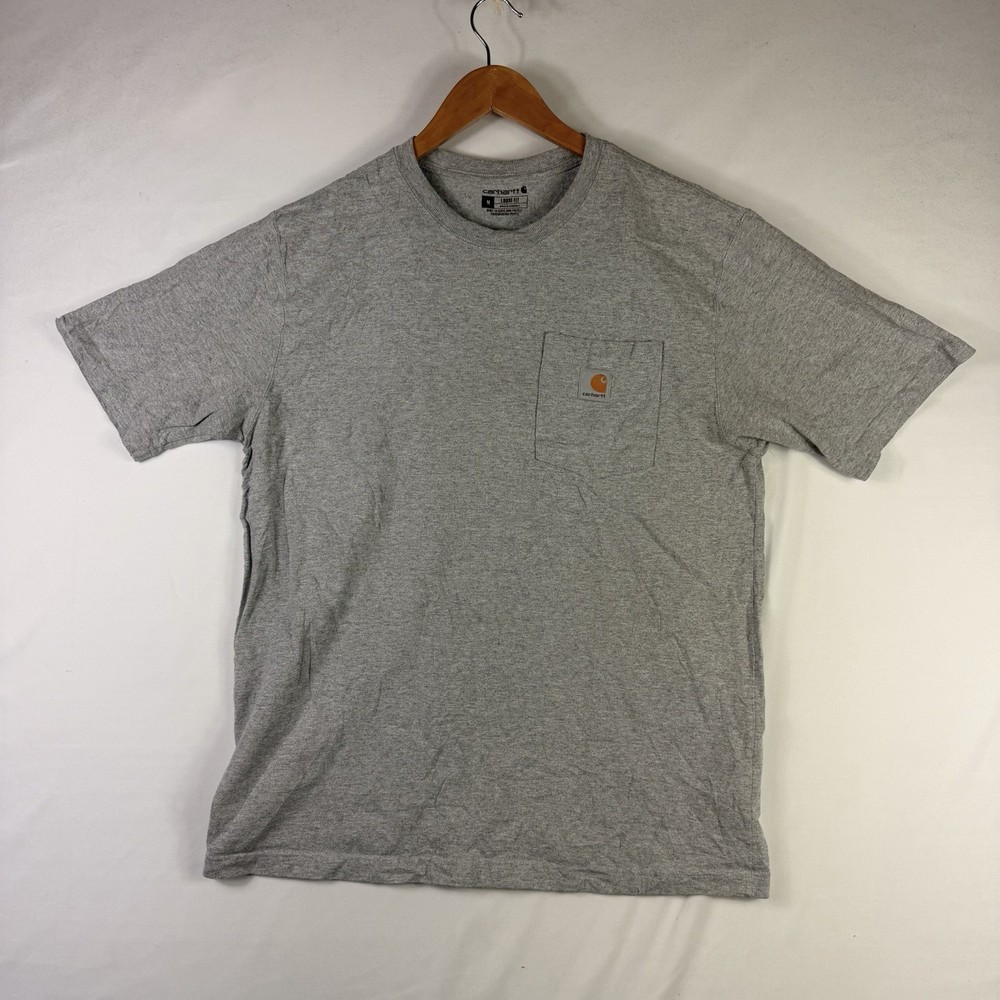 Carhartt T-Shirt Men's Medium Loose Fit Gray Short Sleeve Pocket Tee 100% Cotton
