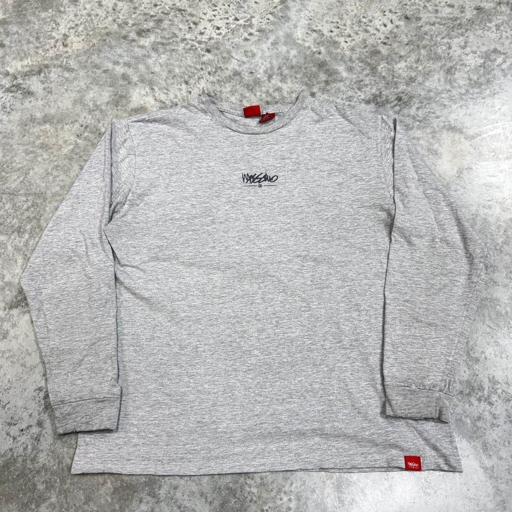 Vintage Mossimo Shirt Mens Large Gray Long Sleeve Logo Graphic Tee y2k