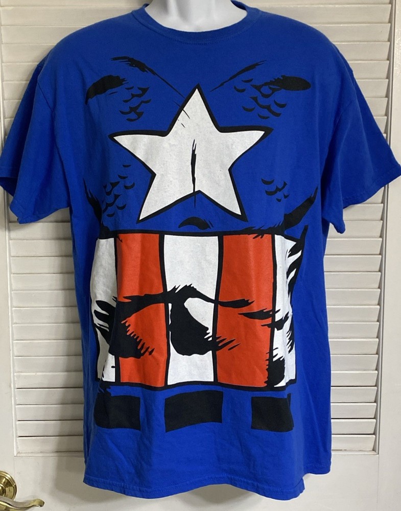 Men's Captain America Muscle Costume Short Sleeve T-Shirt, Large, Marvel