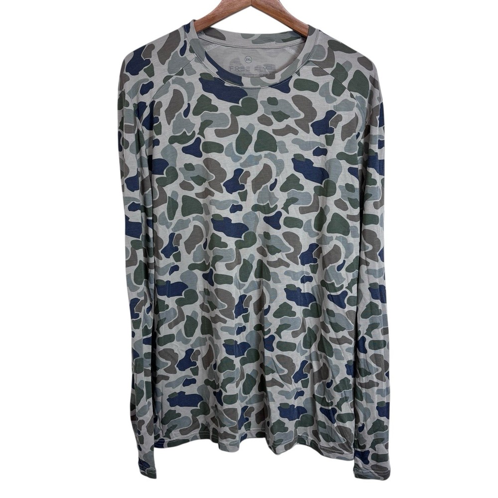 Men’s Free Fly Long Sleeve Camo Bamboo Shirt Fishing Hunting 2X 0462