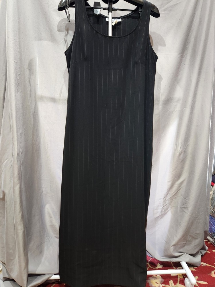 Jessica Howard Women's Size 16 Scoop Neck Sleeveless Side Slit Pinstripe Dress