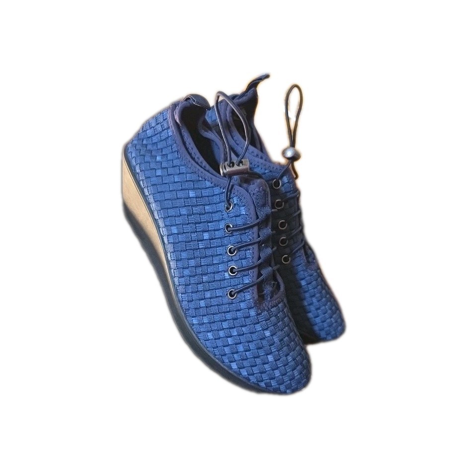 Steven by Steve Madden Shoes W 9 (Base Wedge Sneakers) Blue Faux Leather