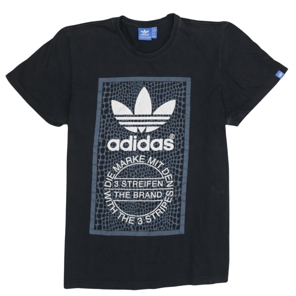 Adidas Mens T Shirt Black Originals Trefoil Graphic Print Jersey Tee L