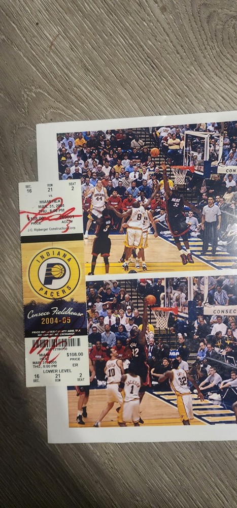 Shaquille O'Neal Dwayne Wade Signed Ticket Stub 3/31/2005  At Pacers Kodak Photo