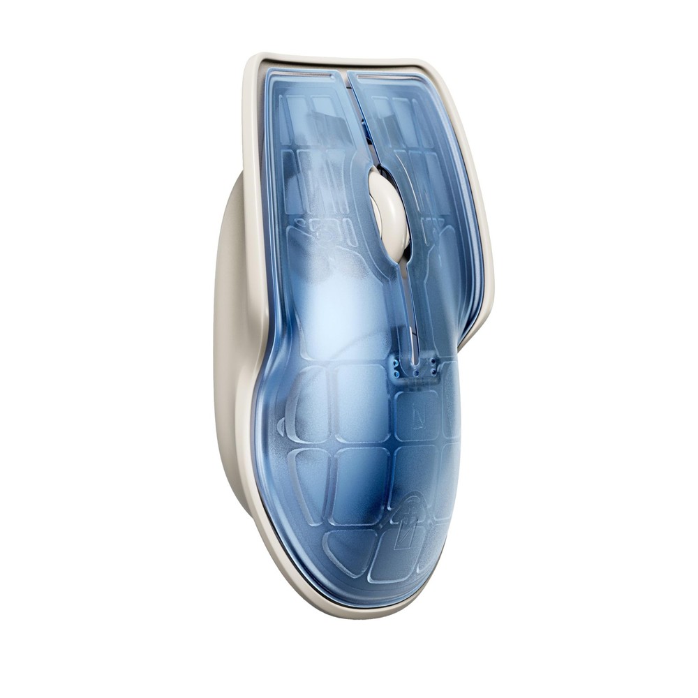 Ambidextrous Rechargeable Wireless Bluetooth Mouse with Blue Translucent Design