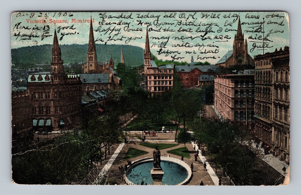 Canada Quebec Montreal Victoria Square Souvenir Post Old Card Vintage Postcard