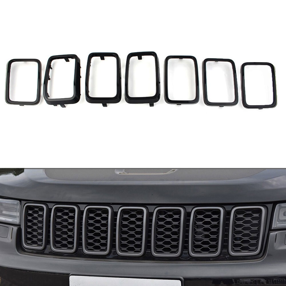 Car Front Grille Grill Insert Ring Cover Trim For Jeep Grand Cherokee 2017-21