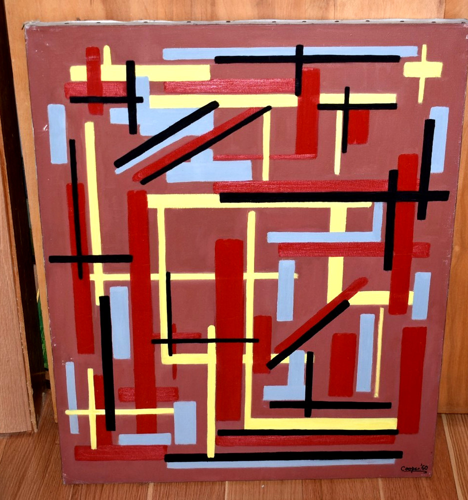 Vintage 1960 Boston Mid Century Abstract Painting Edward Cooper 20x28