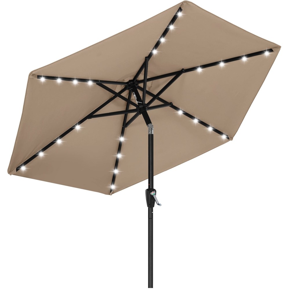 ABCCANOPY 7.5FT Solar-Powered Patio Umbrella with 24 LED Lights for Outdoor Spaces