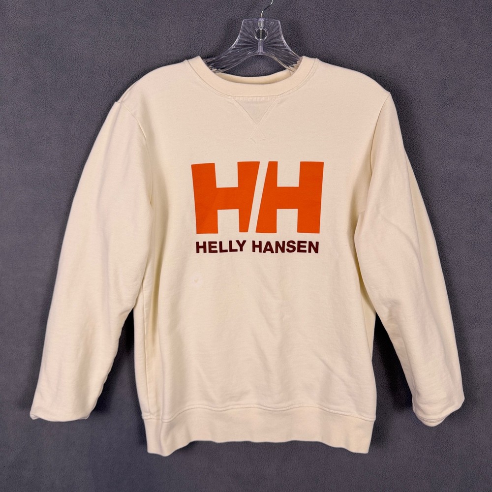 Helly Hansen Women’s Sweatshirt Crewneck Logo Outdoor Beige Sz Medium Read!