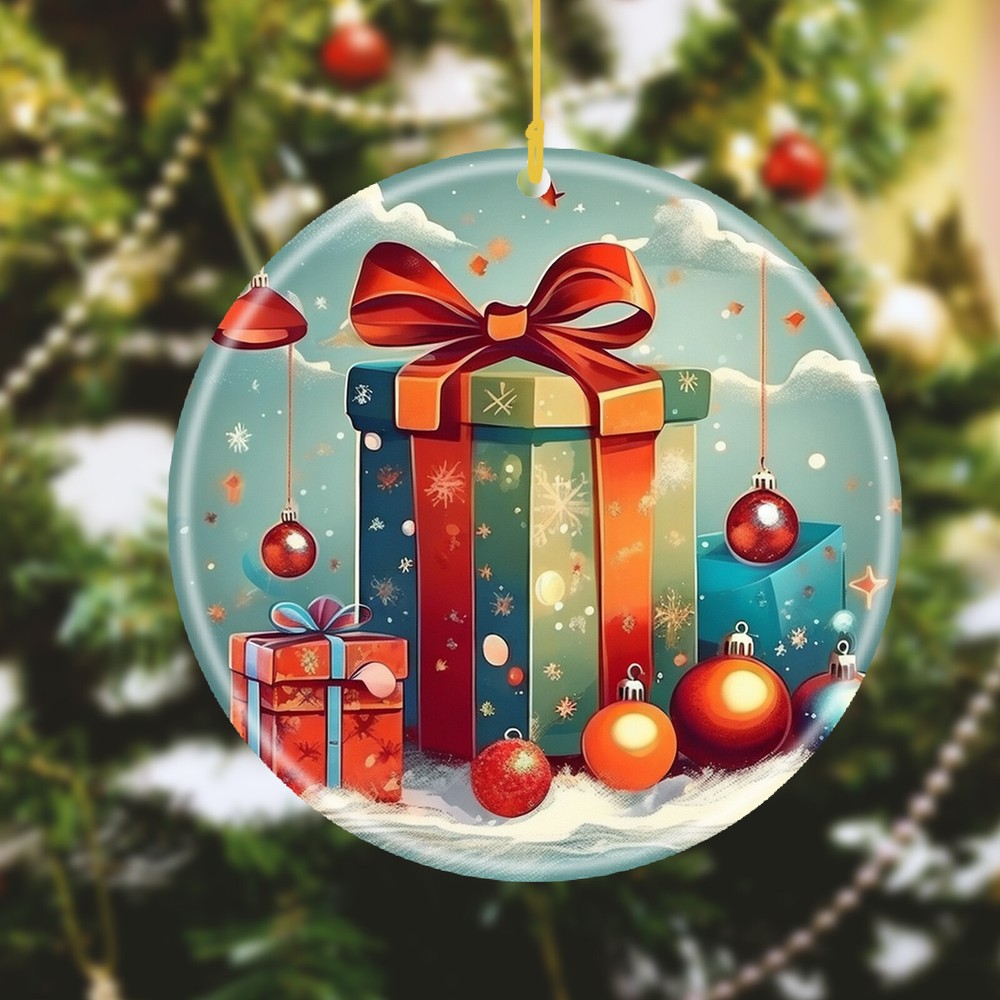 Custom Text Name personalized Image Ceramic Seasonal Ornament Christmas accent-image