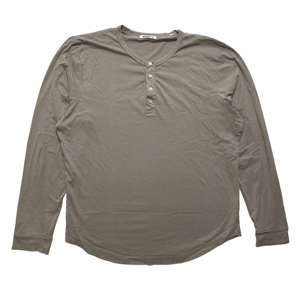 Buck Mason Long Sleeve Henley Shirt Men's L Green