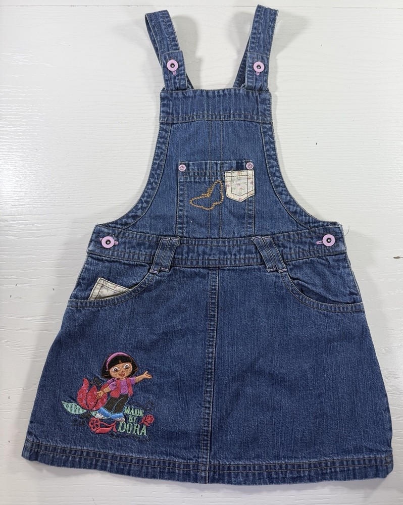 Dora the Explorer Denim Overall Dress 2008 Nick Jr Girls 4T(110) Y2K Vintage