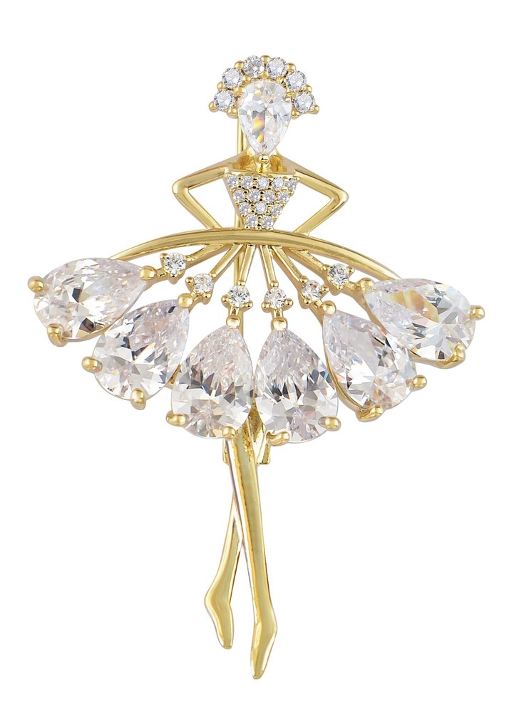 Alilang Womens Crystal Ballet Dress Bridal Brooch Pin Rhinestone Decor