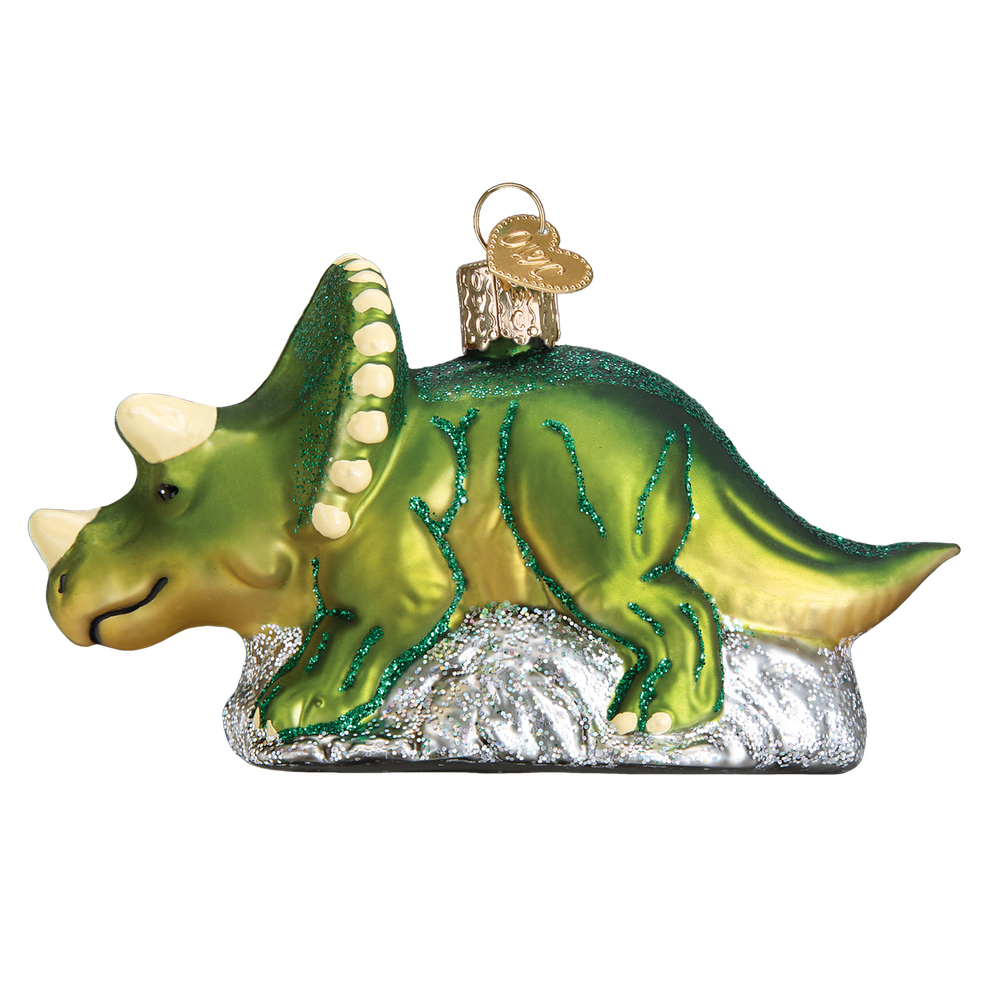 Triceratops Dinosaur Glass Ornament Old World Christmas New