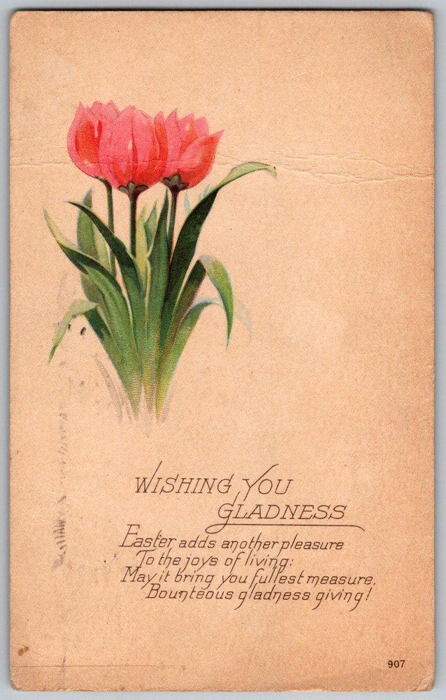 Vtg Postcard Easter Tulip Greeting Milwaukee, WI 1930s