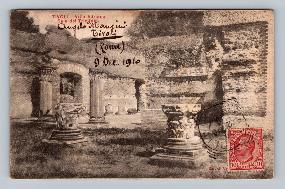 Italy- Tivoli Hadrian's Villa Triclinium Hall Souvenir Postal Vintage Postcard