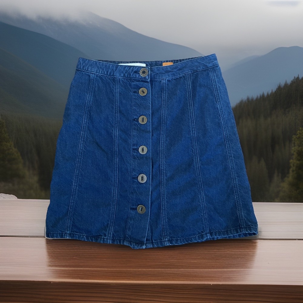 Pilcro and the Letterpress Anthropologie Denim Button Front Skirt Womens Sz 4