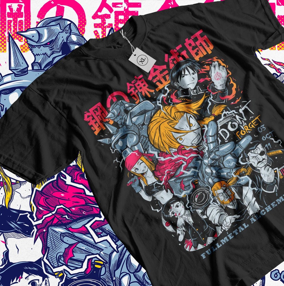 Anime Fullmetal Alchemist Brotherhood Alphonse Elric Black T-Shirt Size S-5XL