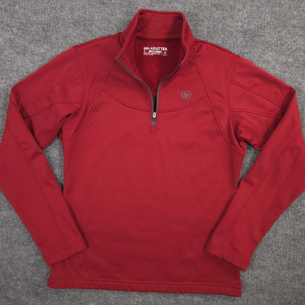 Ariat Conquest 1/4 Zip Womens S Red Cold Series TEK Fleece Performance Pullover