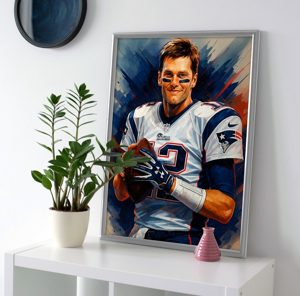 Tom Brady Painting Poster or Canvas - Tom Brady Patriots Wall Art Painting