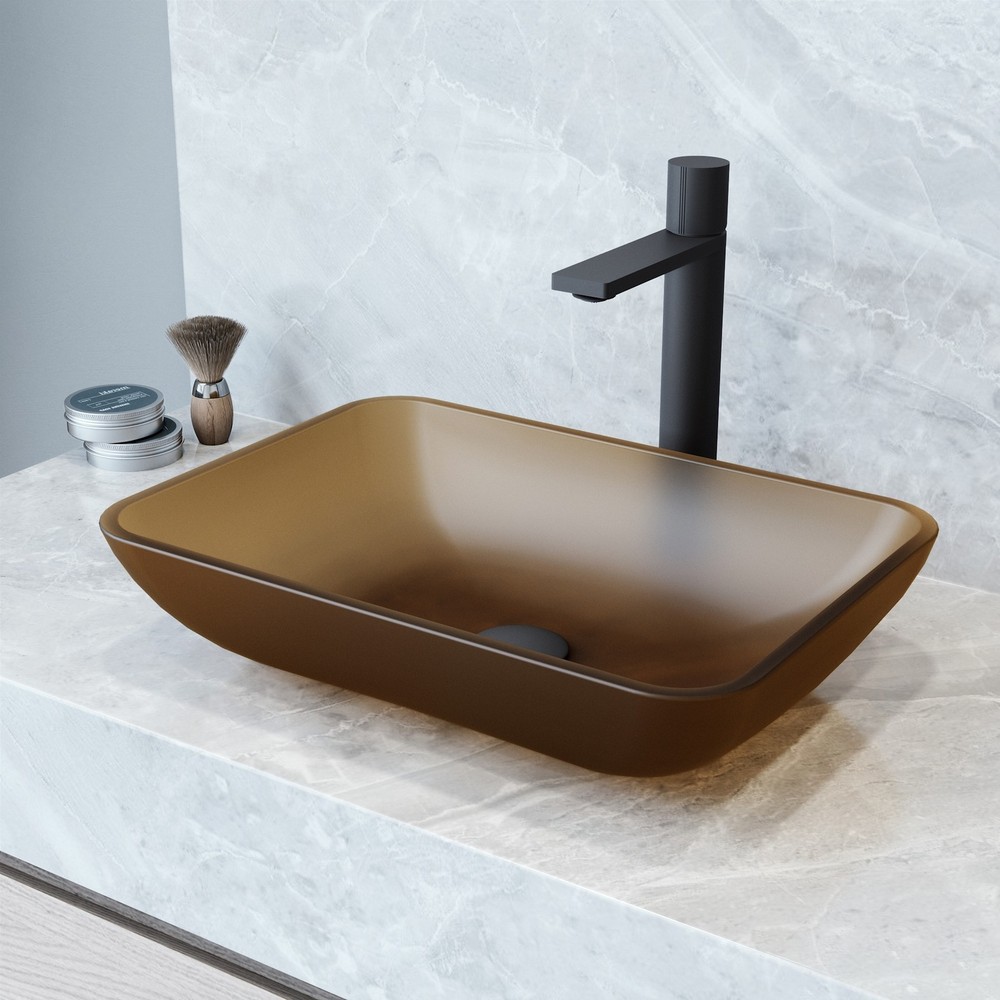 VIGO 18x13 Glass Vessel Sink with 12-Inch Gotham Faucet  