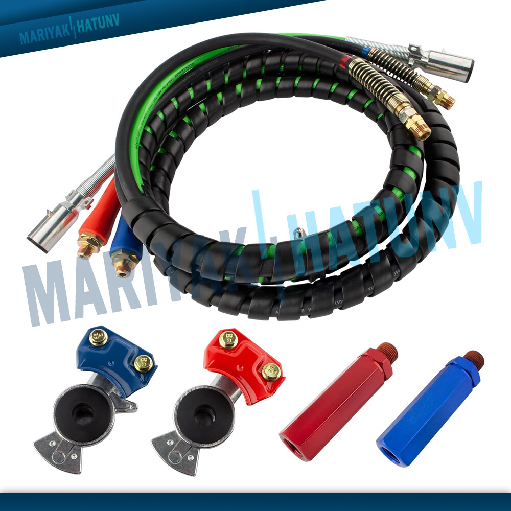 15ft 3 in 1 ABS & Air Line Hose Wrap 7 Way Electrical Cable Semi Truck Trailer-image