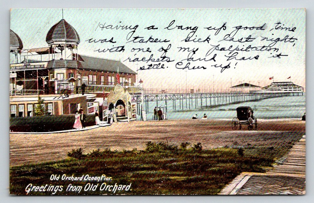 1906 Old Orchard Ocean Pier Maine Postcard Hugh C. Leighton Co. Vintage