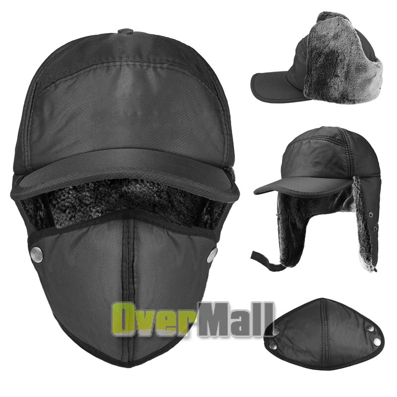 Men's Windproof Fur Trapper Hat with Ear Flaps for Winter Ski Snow