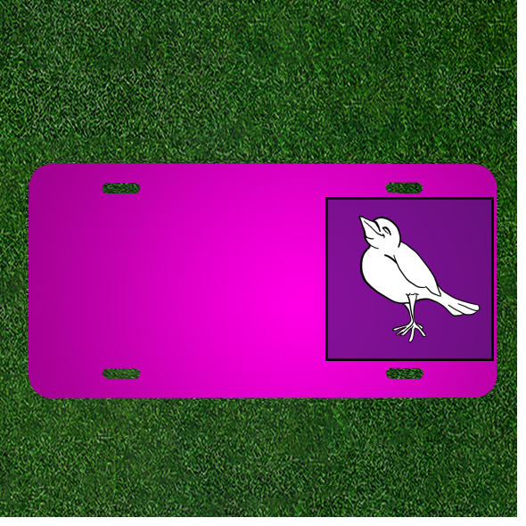 Custom Personalized Car License Plate with White Bird Vertebrates & Names  