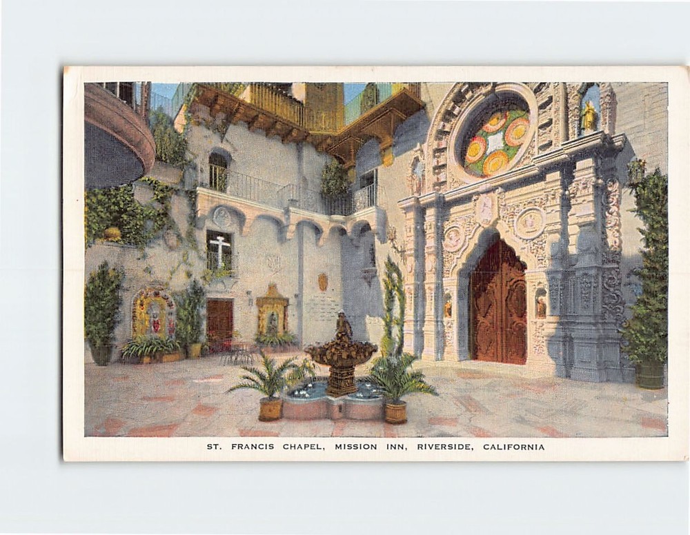 Postcard St. Francis Chapel Mission Inn Riverside California USA