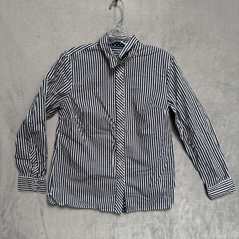 Talbots Shirt Womens Petite Small Blue Striped Button Front Long Sleeve Cotton