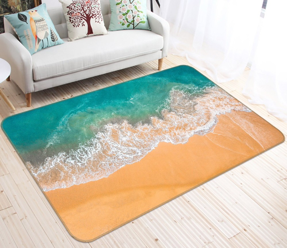 3D Beach Blue Waves ZHUC162 Game Non Slip Carpet Mat Photo Carpet Amy
