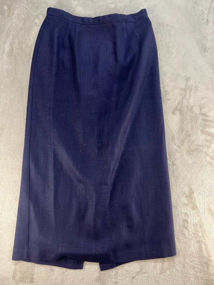Camden Classics Maxi Skirt Womens 14 Navy Blue Lined Preppy Career Slit
