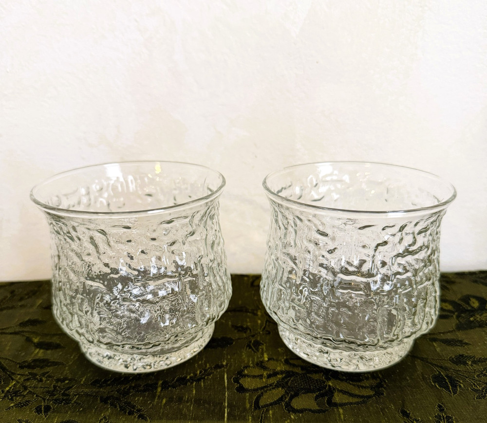 Vintage Libbey Artica Textured Rocks Lowball Tumbler Glasses Set of 2