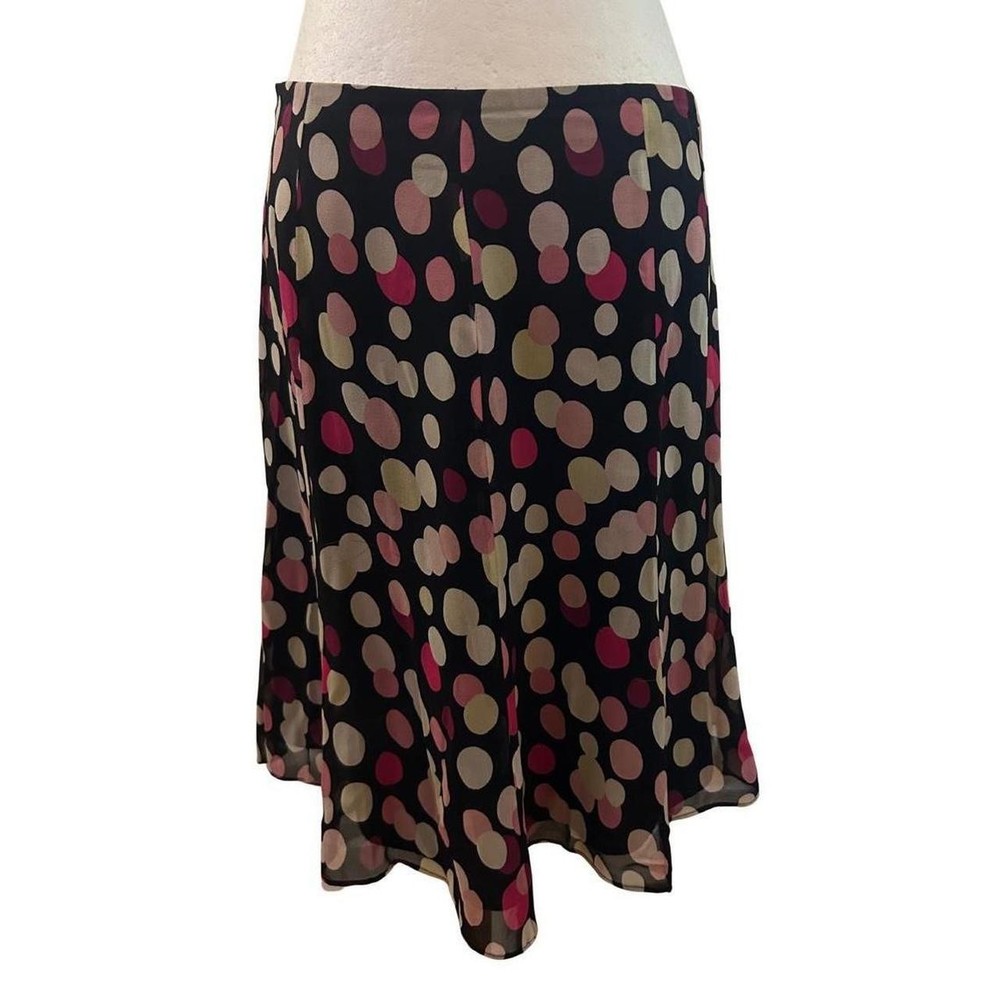 Black + Pink Polka Dot Midi Skirt