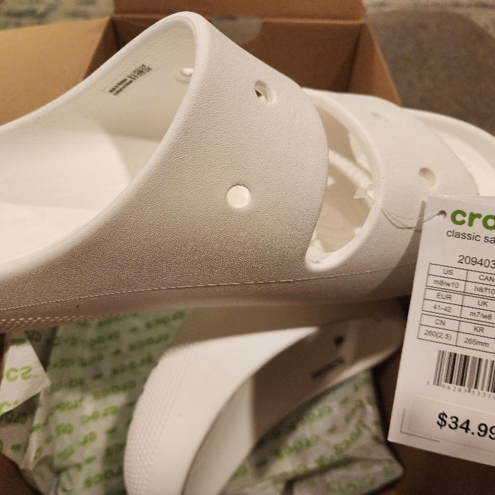 NWT White Crocs Classic Sandal, W10