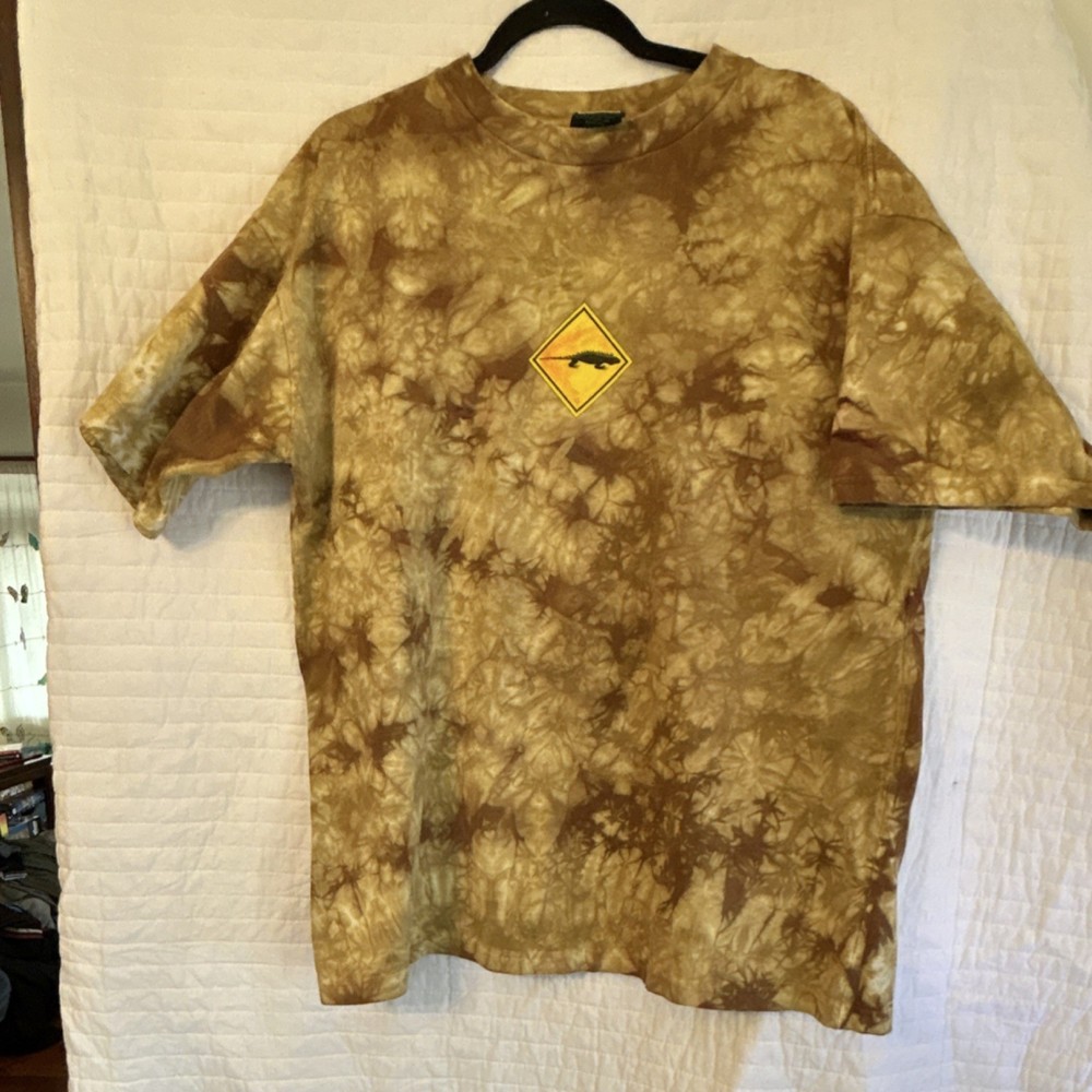 Color Natural Men's Cotton Jersey Tie Dye Graphic Iguana Costa Rica T-Shirt XL